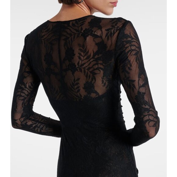 Norma Kamali Long Sleeve V Neck Shirred Front Fishtail Gown in Black Medium New - Picture 15 of 16